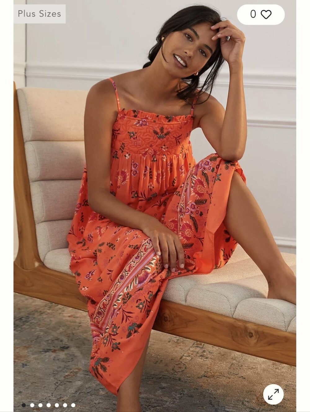 Anthropologie Orange Floral Maxi Sundress